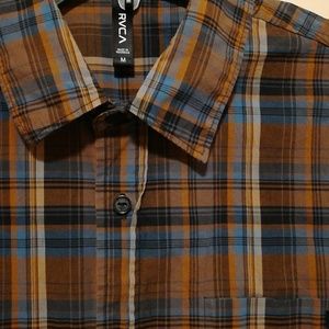 RVCA Plaid Short Sleeve Button Down